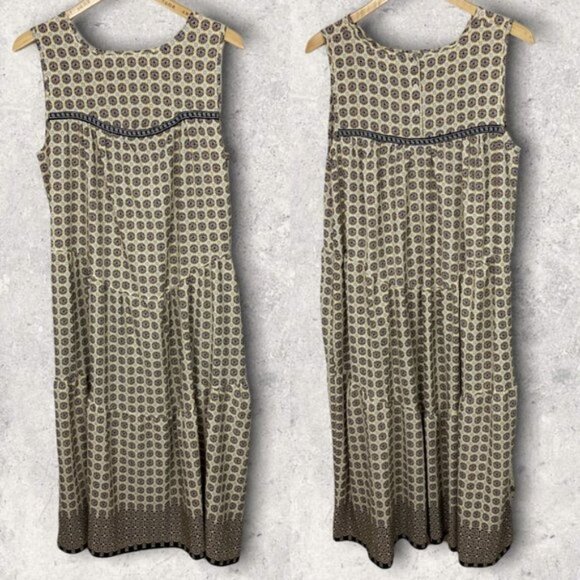 Nordstrom Max Studio Print Sleeveless Tiered Midi Dress Size Large Lightweight L - Picture 2 of 13